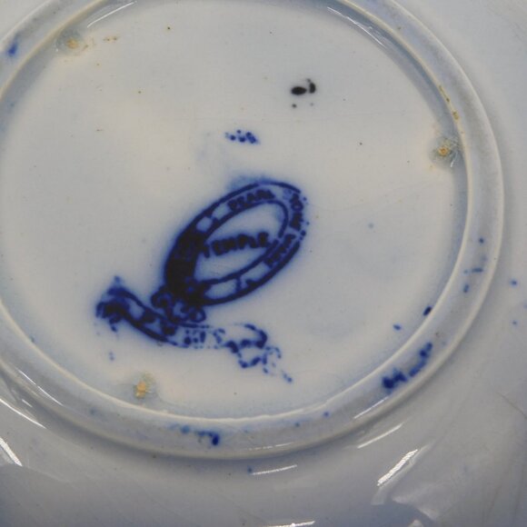 Podmore Walker Temple Pattern Antique Porcelain Blue Flow 6" Fruit Bowl FLAW - Picture 8 of 9